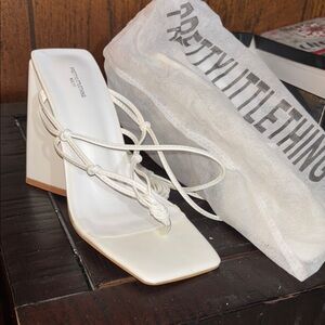 PrettyLittleThing White Heeled Shoes Elegant Design